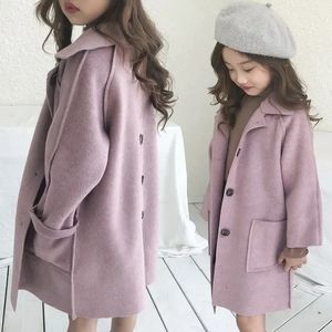 Primavera invierno niños suave abrigo de lana largo grueso cálido chaquetas de niña ropa exterior a prueba de viento trajes de niños de alta calidad 231225