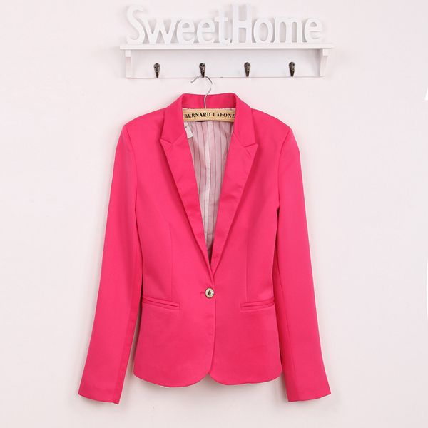 Primavera Mujer Blazer Chaqueta de marca hecha de algodón Chaquetas básicas Color caramelo Manga larga Traje delgado Blazer Mujer Traje pequeño WWT7574 L18101301