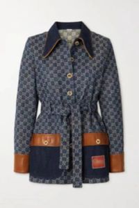 Lente dames denim designer luxe denim overhemdjas met riemjasje met taillemode