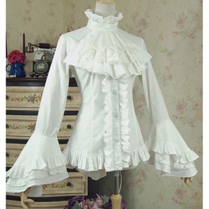 Printemps femmes chemise blanche Vintage victorien pansement chemise dames gothique machaon blouse lolita costume 240202