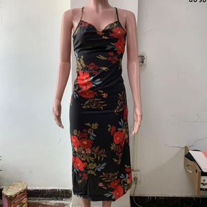 Spring dames geprint sexy backless spleet Suspender jurk