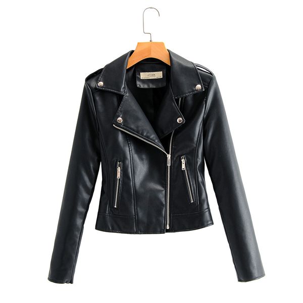 Spring Zip Up Up Pu Leather Moto Jacket Fashion Fashion Simple Trendy Ins Motorcycle Short Coats Faux Leathers Jackets