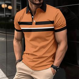 Springautumn Men Long Seedved Polo Shirt Casual Sports Pure Color Red Collar T -Shirt Fashion Breathable Cothing 240517