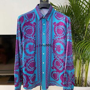 Springsummer New Fashion Trend Youth Fashion Leisure Digital Print Mens lange mouw shirt trend