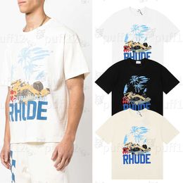 Springsummer rhude diseñador de moda camiseta masculina camiseta para mujer camiseta skate masculino short -maneved camiseta marca de lujo para hombres casuales a5ow