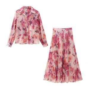 Springsummer dames mode bloem print shirt rok set 240416