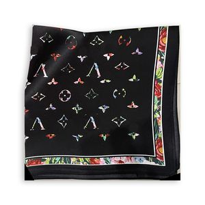 Printemps Amour Écharpe Marque Designer Foulards Noir Romantique Lettre Cadeau Imprimer Foulard En Soie Accessoires De Voyage De Fête Bandeau Famille 53X53 cm