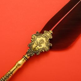 Sprinking Gold Vintage Feather Pen Set Luxury Fountain Penter Pen Ink Botte