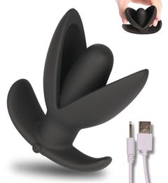 Ontsproten 10-modus Oplaadbare USB-opladen Vibrerende Anale Plug Electro Anchor Schatting Expanding Anale Vibrator, Seksspeeltjes C18111501