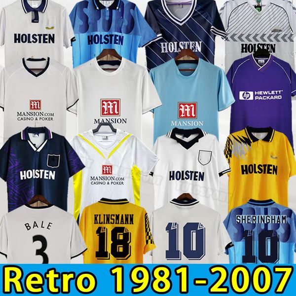 Spurs Retro Soccer Jerseys Tottenham Gascoigne Klinsmann Sheringham Bale Ginola Lineker Modric Anderson Keane Chemise de football 06 07 08 09 81 82 83 84 91 93 94 95 98 99