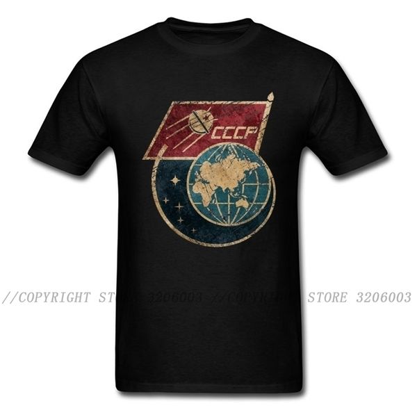 Sputnik 1 Camiseta Hombres Orgullo Camiseta Rusia Camiseta Diseño retro Camisetas para hombre CCCP Tops Imprimir C P Bandera URSS Negro Streetwear Cool 210409