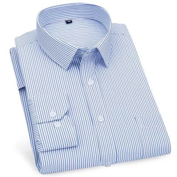 SPXH CHIRTES VRAPHES MENS MENSEMENT MENSE Long Sled Business Casual Business Classic Striped Plaid Vérifié Purple Bleu Social Dress Shirts For Man Button Shirt D240507