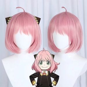 SPY-FAMILY Anya Forger Cosplay Perruques De Cheveux Synthétiques Avec Une Frange Rose Perruque Perruques De Cheveux Humains P398