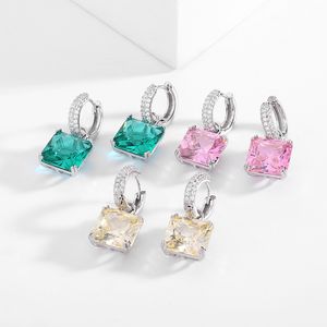 Pendientes cuadrados de circón AAA, moda coreana, pendientes de gama alta para mujer, pendientes exquisitos para fiesta de boda, joyería, regalo de cumpleaños de aniversario de San Valentín SPC