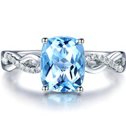 Vierkante aquamarijn edelstenen zirkoon diamanten ringen voor vrouwen blauw kristal wit goud zilver kleur sieraden bague bijoux geschenken