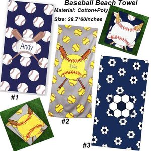 Vierkante strandhanddoeken Superfijne vezel handdoek stof voetbal baseball softball sport gewaden dekens kinderen kinderen geschenken