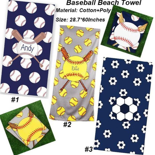 Serviette de plage carrée en fibre superfine tissu football baseball Softball sport robes couvertures enfants enfants cadeaux