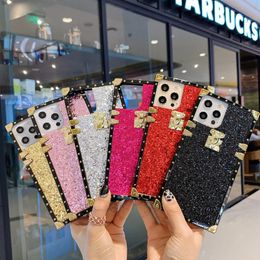 Boîte carrée Bling Glitter Girly Soft TPU Trunk Cases Antichoc pour iPhone 13 12 Mini 11 Pro XR XS Max X 8 7 Samsung S8 S9 S10 Plus S20 FE S21 S22 Ultra Note 8 9 10 20