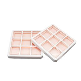 Vierkante doos roosters zonnedakbedekking kleur oogschaduwplaat roze neg negen paleis kast blush markeerboxen draagbare hervulbare cosmetische verpakkingscontainer