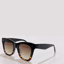 Lunettes de soleil carrées œil de chat pour femmes, noir Havane/marron ombré, lunettes d'été UV400 avec boîte