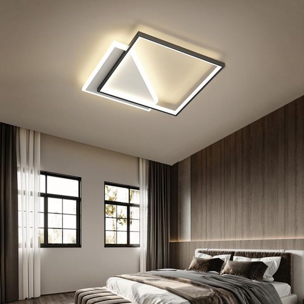 Plafonnier carré LED pour chambre à coucher cuisine Foyer moderne noir blanc Design lampe suspendue couloir salle à manger acrylique Fixt lumières