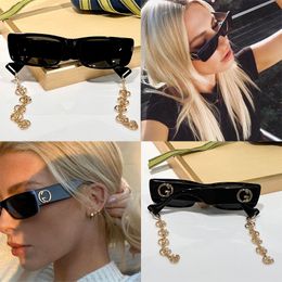 Cadena cuadrada Lunettes de Soleil GG0516S Diseñador de moda para mujer y para hombre Marco de placa Patas de espejo con logotipo Letra Gafas de sol que cambian de color Acampar al aire libre