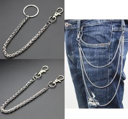 Vierkante ketting roestvrij staal lange metalen portemonnee ketting leiband pant Jean keychain ring clip Men039s hiphop sieraden6201287