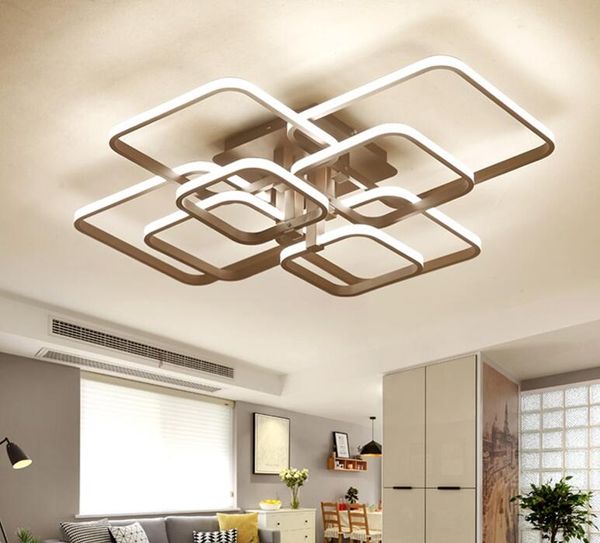 Plafonnier LED géométrique moderne encastré éclairage de lustre en aluminium pour salon chambre café noir blanc