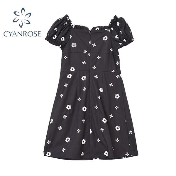 Collier carré Robe de mousseline de soie Femme Été Summer Style coréen Rétro mignon Harajuku Vintage Mini Vestidos 210515
