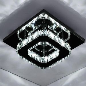 Plafonnier LED carré en cristal au design moderne, éclairage d'intérieur, luminaire décoratif de plafond, idéal pour un couloir, un couloir, une chambre à coucher, 20CM, 261q