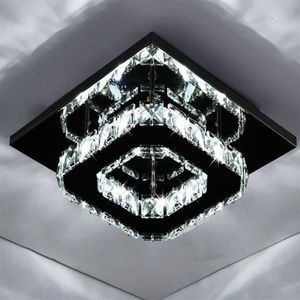 Plafonnier LED carré en cristal au design moderne, éclairage d'intérieur, luminaire décoratif de plafond, idéal pour un couloir, un couloir, une chambre à coucher ou une chambre à coucher, 20CM, 298b
