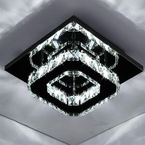 Plafonnier LED carré en cristal au design moderne, éclairage d'intérieur, luminaire décoratif de plafond, idéal pour un couloir, un couloir, une chambre à coucher, 20CM, 233p