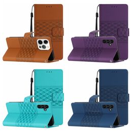 Vierkante Kubus Lederen Portemonnee Flip Cases Voor Samsung S23 FE A25 A05 A05S A15 Sony Xperia 1 V 10 V 10 V 2023 Business PU ID-kaart Pocket Slot Houder Cover Boek Pouch Strap