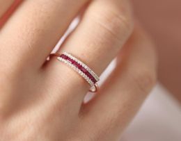 Vierkante Kubieke Zirkoon Micro Verharde Ring voor Vrouwen Engagement Wedding Band Mannelijke Vrouwelijke Vinger Ring Partij Sieraden Rose Goud DBR1573371941