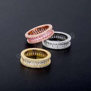 Bagues carrées en pierres de zircone cubique, Micro pavé glacé, Cool pour hommes et femmes, bagues de couleur or pour Couple, bijoux Hip Hop, cadeau