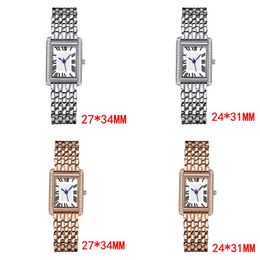 Montres de créateurs carrées à quartz en or rose entièrement en acier inoxydable glacé montre vintage rectangle reloj hombre montre de réservoir lumineux de haute qualité sb070 C4