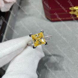 Bague en diamant carré de haute qualité S925 pour femmes, bijoux de styliste, bague de mariage classique, bagues de fiançailles polyvalentes pour cadeau de noël