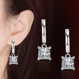 Pendientes colgantes cuadrados, joyería de boda de compromiso nupcial brillante, pendiente colgante elegante para mujer