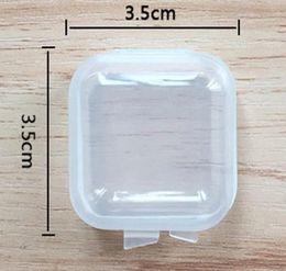 Cuadrado Vacío Mini Contenedores de almacenamiento de plástico transparente Caja con tapas Caja pequeña Joyas Tapones para los oídos Caja de almacenamiento dh9566
