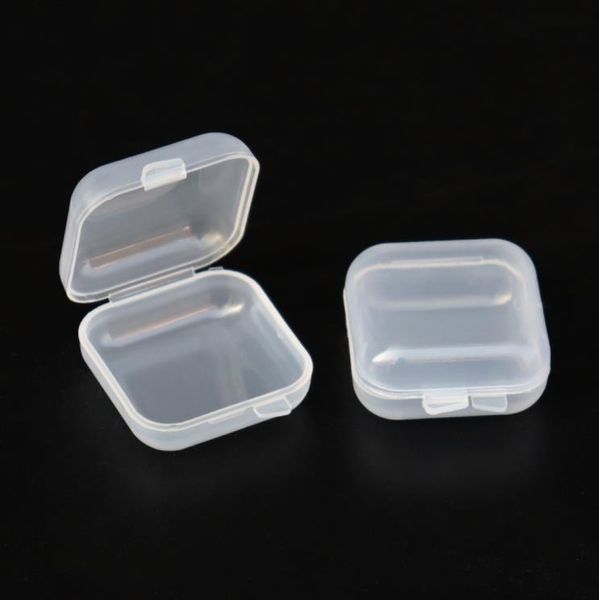 Carré vide Mini conteneurs de stockage en plastique transparent boîte avec couvercles petite boîte bijoux bouchons d'oreilles boîte de rangement SN4795