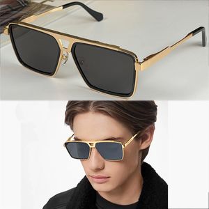 GAFAS DE SOL DE EVIDENCIA cuadradas Cool Men Vintage Brand Design Gafas de sol de metal Z1585 Mujeres Patrón de puente en forma de V grabado en la barra superior Tonos Oculos De Sol Moda