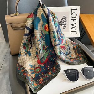 Carré Floral 100% Réel Foulard En Soie Femmes Cheveux Ruban Bandeau De Luxe Marque Dames Cravate Poignet Wrap Foulard Châle Bandana 240115