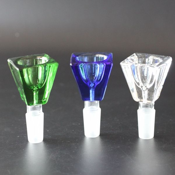 Bol En Verre Entonnoir Carré Pour Bang Narguilés 14mm Mâle Joint Nail Bowl Pièces Banger Trois Couleurs Nouveau Design Bangs Pipes