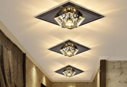 Vierkante Glazen Basis Ruit Kristallen Plafondverlichting LED Gangpad Plafondlamp Creatieve Woonkamer Veranda Entree Verlichting6631339
