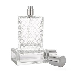 Flacon vaporisateur en verre carré 100 ml grand contenant de cosmétiques vide de parfum