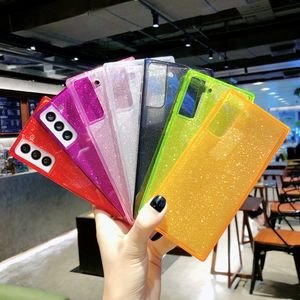 Vierkante Glitter Cases voor Samsung Galaxy A52 A72 A12 A32 A51 5G S21 Ultra S20 FE S10 Plus A50 A30 Schokbestendig Siliconen Cover