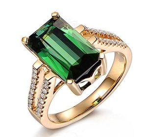 Square Crystal Emerald Gemmestones Diamonds Anneaux pour femmes 18k Gold Color Bague Bijoux Party Party Accessory Gifts4656734