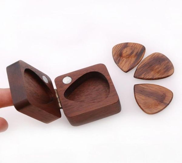 Boîte de rangement carrée pour plectres de guitare, étui en bois pour plectres de guitare, organisateur pour guitariste et musicien, cadeau 2935876