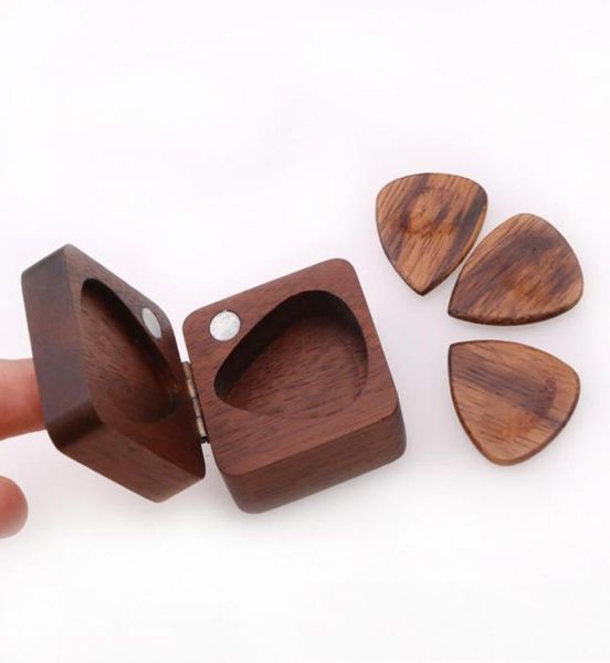 Boîte de rangement carrée pour plectres de guitare, étui en bois pour plectres de guitare, organisateur pour guitariste et musicien, cadeau 4959496