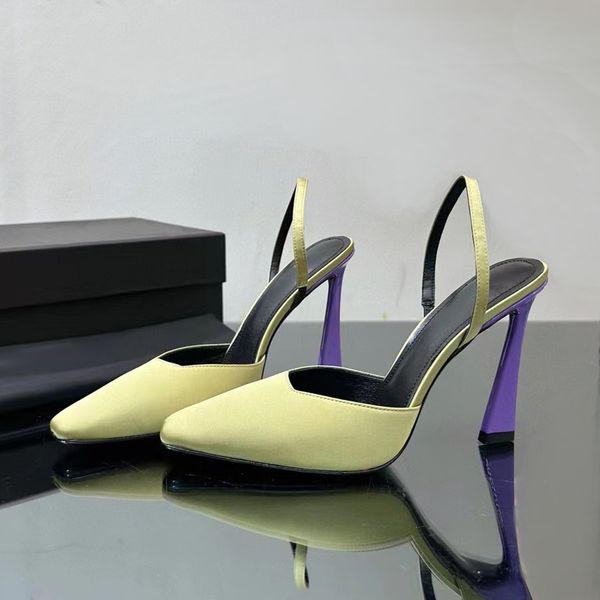 Tête carrée bas talons femmes chaussures designer Satin fête de la mode mariage en cuir véritable ouvert sur formel Chunky talon Slingbacks sandales chaussures d'usine avec boîte
